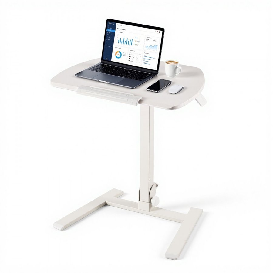 VEVOR Standing Desk, Adjustable Height Mobile Stand Up Desk with Tilting Desktop, 650 x 480 mm Small Computer Sit Stand Workstation, 15 kg Capacity, Pneumatic Lift for Home Office, Fully Assembled