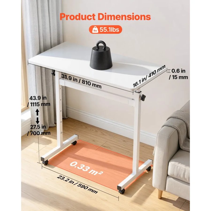 VEVOR Stand Up Desk on Wheels – 25 kg Load, 810 x 410 mm