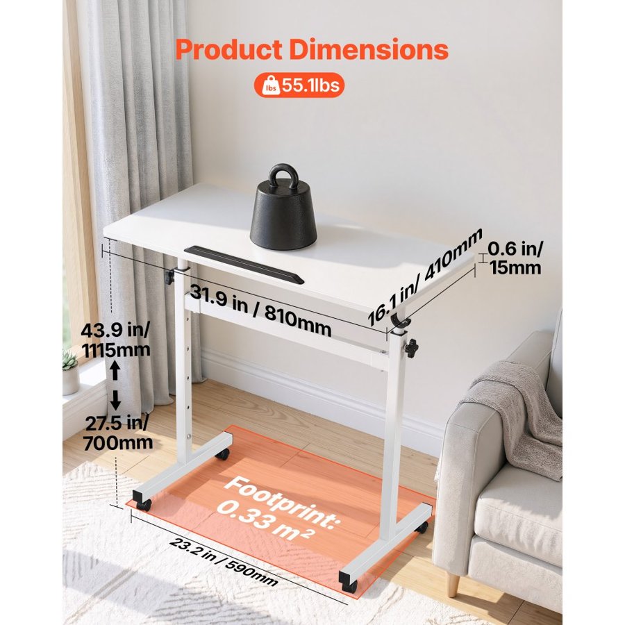 VEVOR Mobile Stand Up Desk – 360° Tilt, 25 kg Capacity