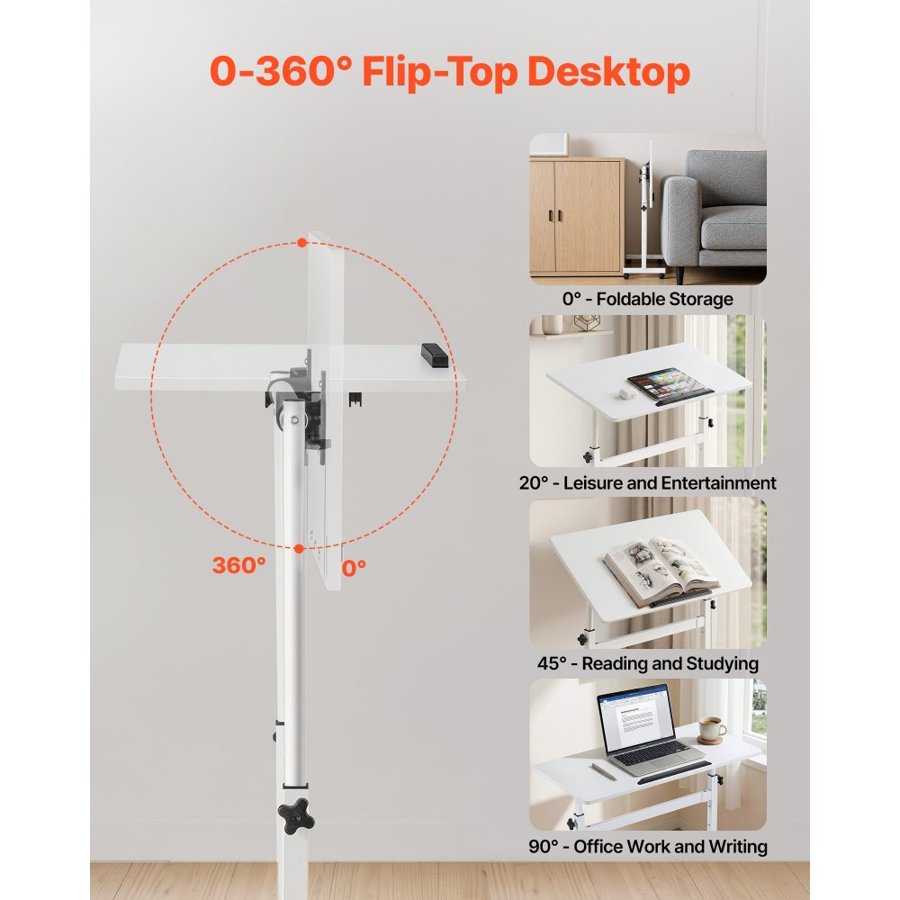 VEVOR Mobile Stand Up Desk – 360° Tilt, 25 kg Capacity