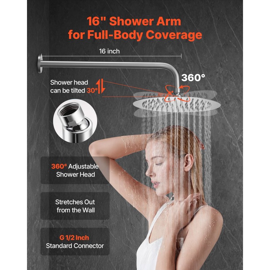 VEVOR Shower Faucet Set, Rainfall Bathroom Shower System with 10-Inch (25.4cm) Round Rain Shower Head and Handheld Spray, Wall Mounted Bath Fixtures with Brass Valve and Trim Kit, Brushed Nickel