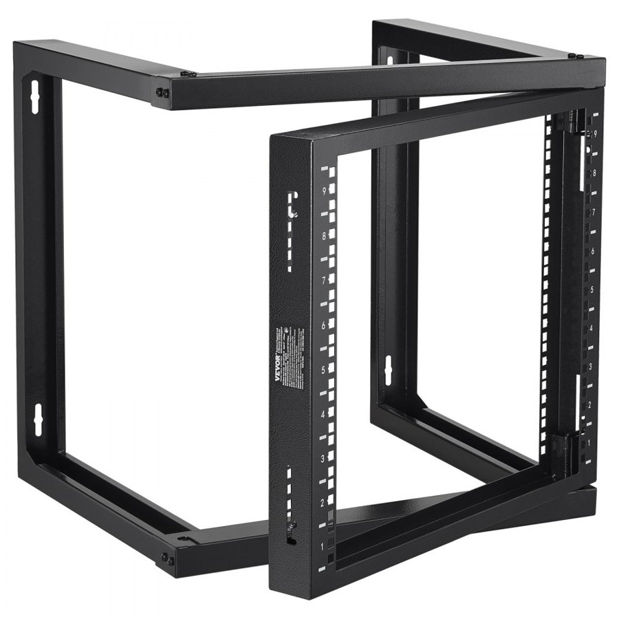 VEVOR 9U Wall Mount Rack 150 lbs/68.04 kg Open Frame Server Network Rack Black 530x450x520mm