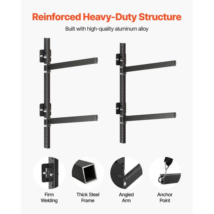 VEVOR Kayak Storage Rack for 2 Kayaks, Holds 90.7 kg, Heavy Duty Adjustable Wall Mount Stand for Indoor Outdoor Garage Shed Dock, Storage Holder for Canoe, Small Boat, SUP, Surfboard & Paddleboard