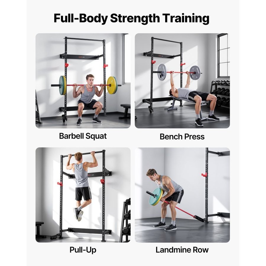 VEVOR Wall Mounted Power Rack – 1000 Lbs, 23-Level, J-Hook