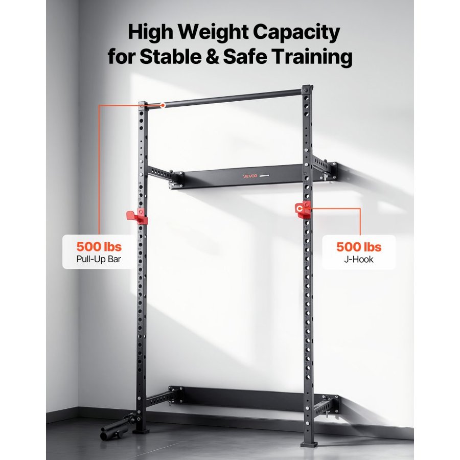 VEVOR Wall Mounted Power Rack – 1000 Lbs, 23-Level, J-Hook