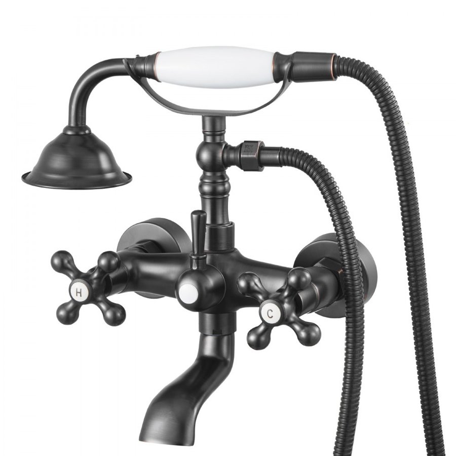VEVOR Clawfoot Tub Faucet, Wall Mount Bathtub Faucets with Handheld Shower, Vintage Oil-Rubbed Bronze Clawfoot Tub Filler Faucet Shower Kit with Adjustable Swing Arms & 360° Rotation Spout for Bathtubs