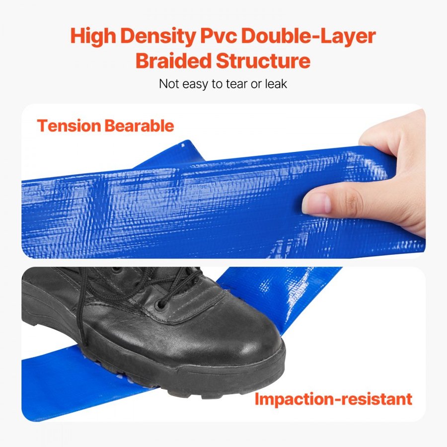 VEVOR 100 ft Backwash Hose – 2 in x 100 ft, 1.0mm PVC