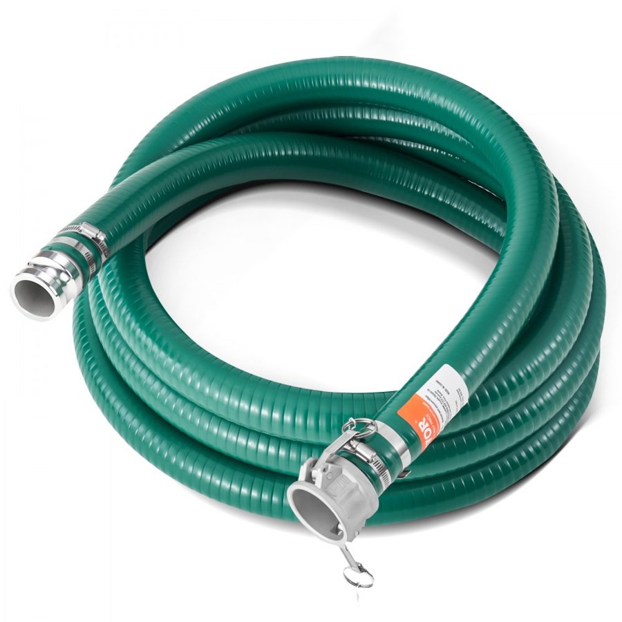 VEVOR Suction Hose, 51 mm(2 in) x 6.1 m(20 ft), Green High Quality Hose, with Camlock Connectors, and Aluminum Fittings, Fit Various Pumps, for Sewage Treatment, Water Transportation and More Agricultural Purposes