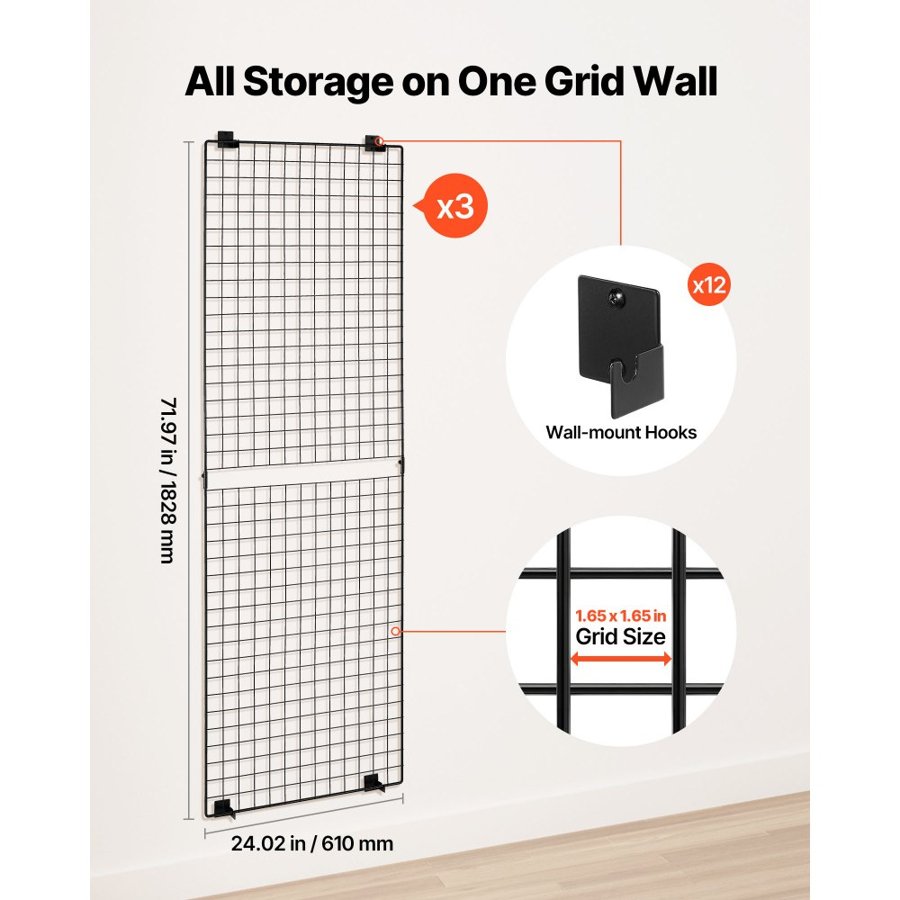 VEVOR Grid for Wall Decorations – 2 x 6 FT, 20 LBS, 1828 mm