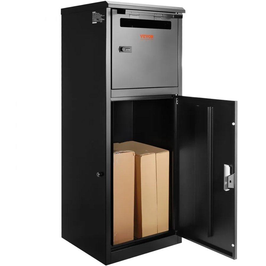 VEVOR Package Delivery Boxes for Outside 41.1x40.1x111.8 cm, Galvanized Steel Package Delivery Box with Coded Lock, Removable Anti-theft Baffle, IPX3 Waterproof Parcel Drop Box for Outside, Porch