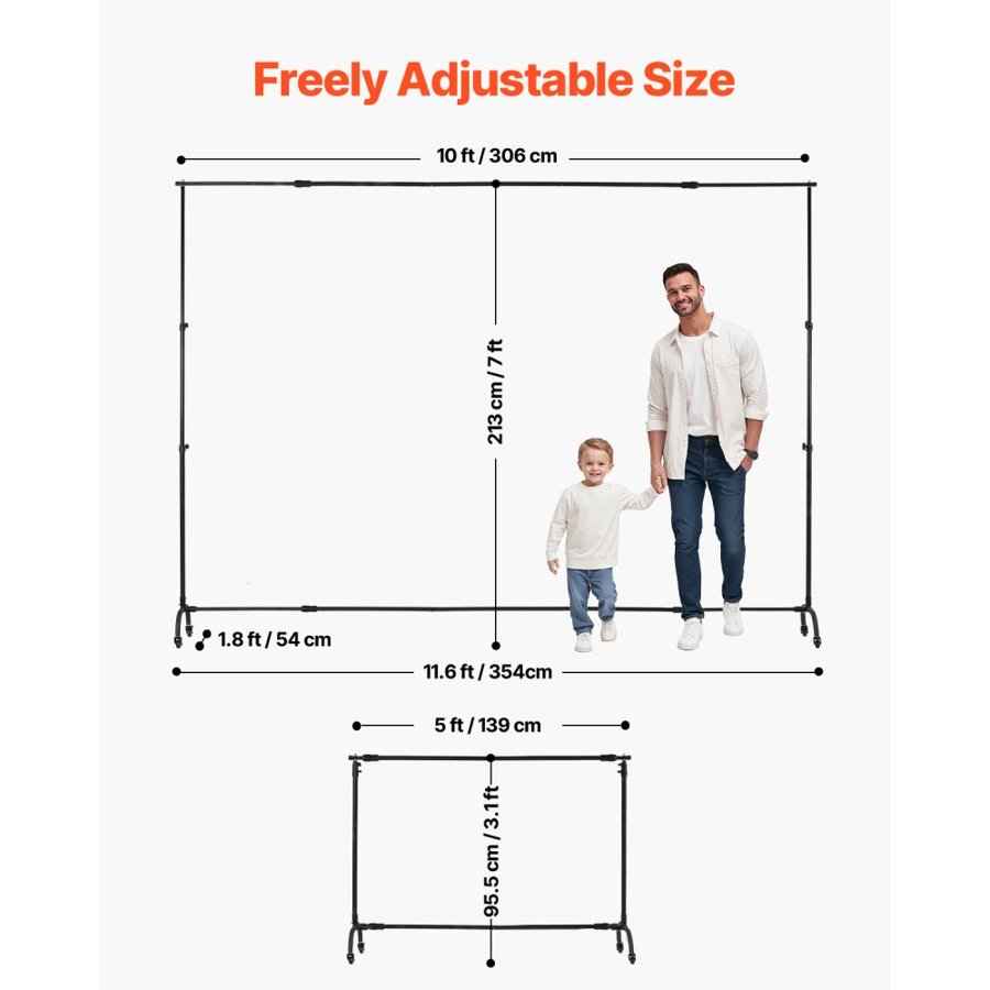 VEVOR Photo Backdrop Stand – 7×10 ft Adjustable with Wheels