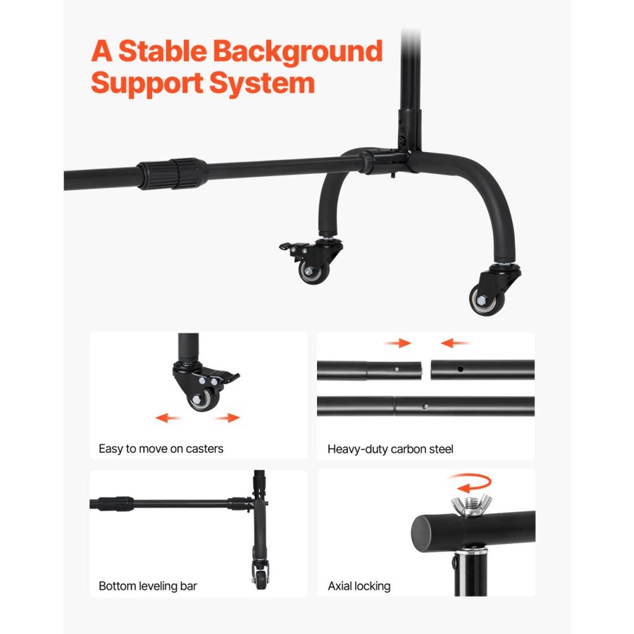 VEVOR Photo Backdrop Stand – 7×10 ft Adjustable with Wheels