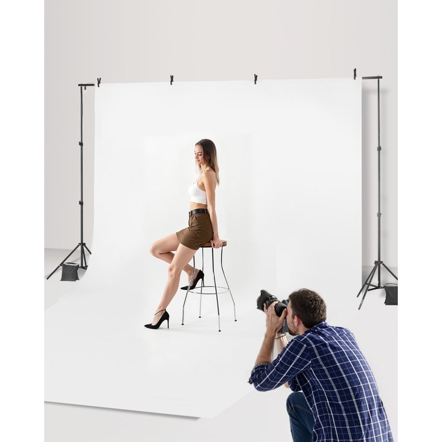 VEVOR Backdrop Stand, 6.5 x 10 ft Adjustable Photo Backdrop Stand Kit, Portable Background Backdrop Stand with 5 Crossbars, Heavy Duty Projector Screen Stand, for Wedding, Photo Video Studio & Party