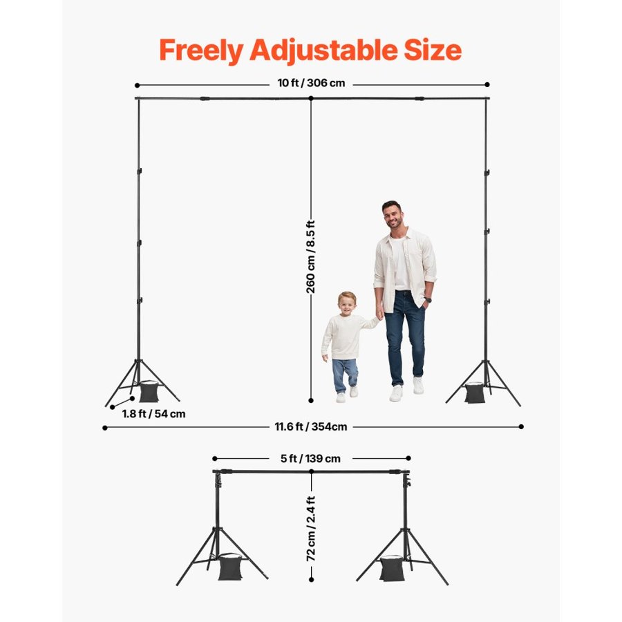 VEVOR Backdrop and Stand Kit – 8.5 x 10 Ft, 5 Ft, 2 Tripods