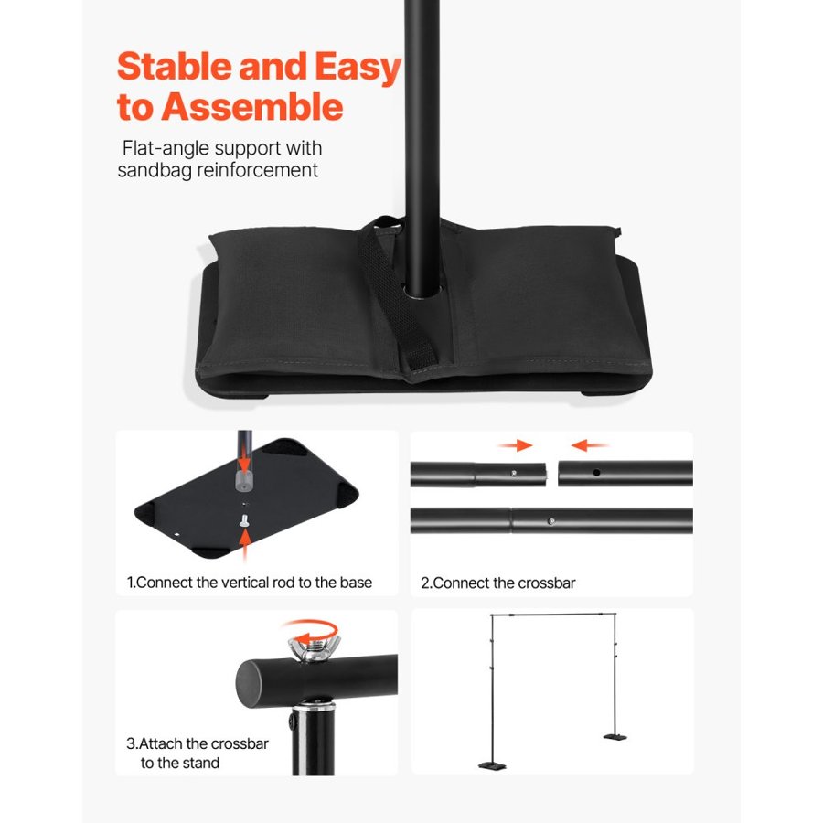 VEVOR Backdrop Stand for Photos – 8.5 x 10 ft, 7 Crossbars