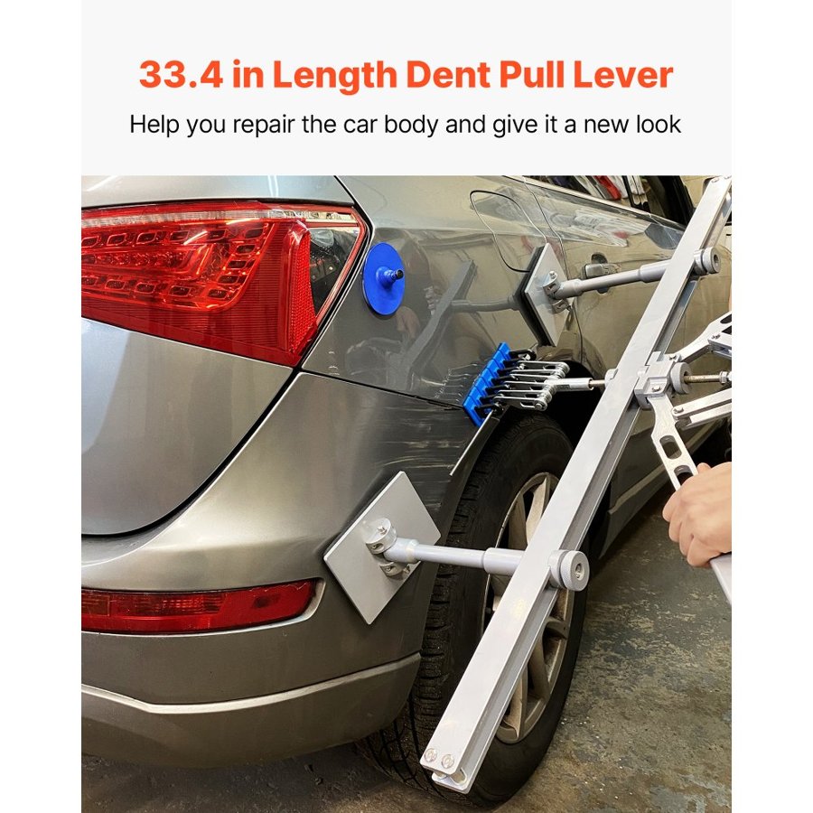 VEVOR Car Dent Puller Kit, 85CM Dent Pull Lever 6 Claw Hook Accessories, Paintless Dent Removal Kit Dent Pull Lever Bar Kit for Auto Body Repair Door Dings and Hail Damage