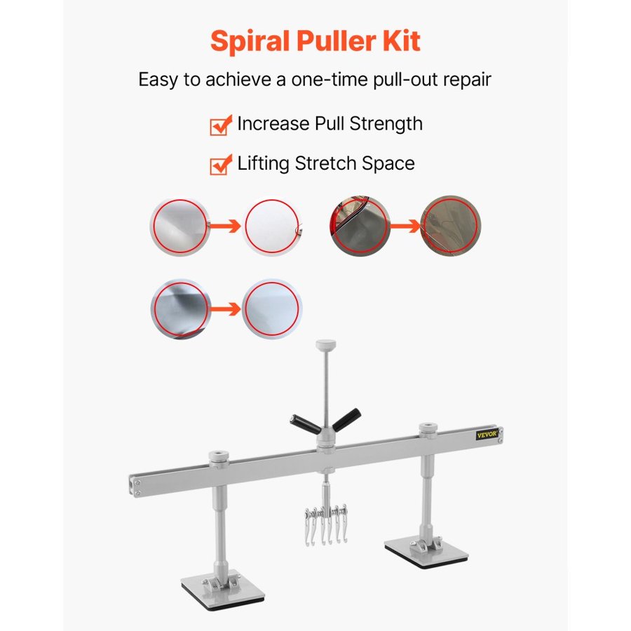 VEVOR Car Dent Puller Kit, 85CM Dent Pull Lever 6 Claw Hook Accessories, Paintless Dent Removal Kit Dent Pull Lever Bar Kit for Auto Body Repair Door Dings and Hail Damage