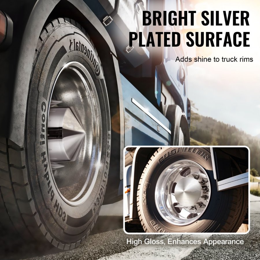 VEVOR Rear Axle Wheel Covers, Spiked Axle Cover for Semi Truck, ABS Electroplate Rust-Resistant Lug Nut Covers, Universal Fit, Installation Tool Included, Complete Axle Cover Combo Kit
