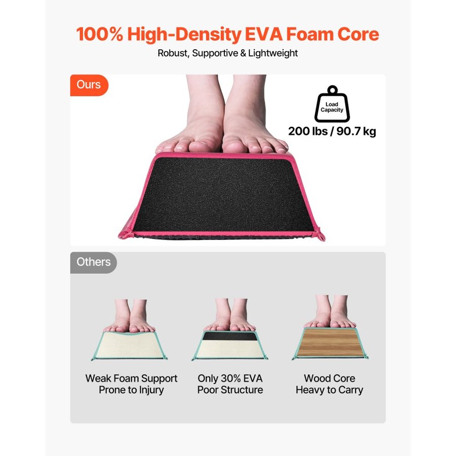 VEVOR 8FT Folding Balance Beam for Kids, 90.7 KG Stable Support Gymnastics Floor Beam with Non-Slip Mats, Gymnastics Training Equipment with Anti-Slip Bottom and Carrying Bag for Home Gym, Pink