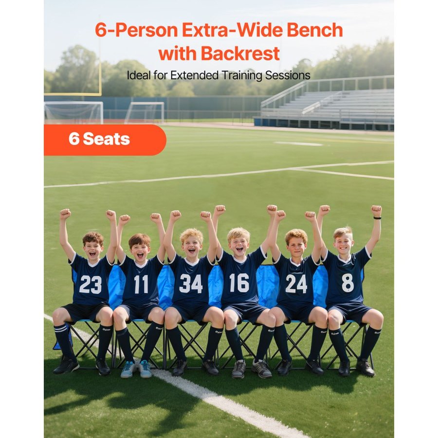VEVOR Portable Folding Bench Seats – 6 Seat, 600D, Ø16 mm