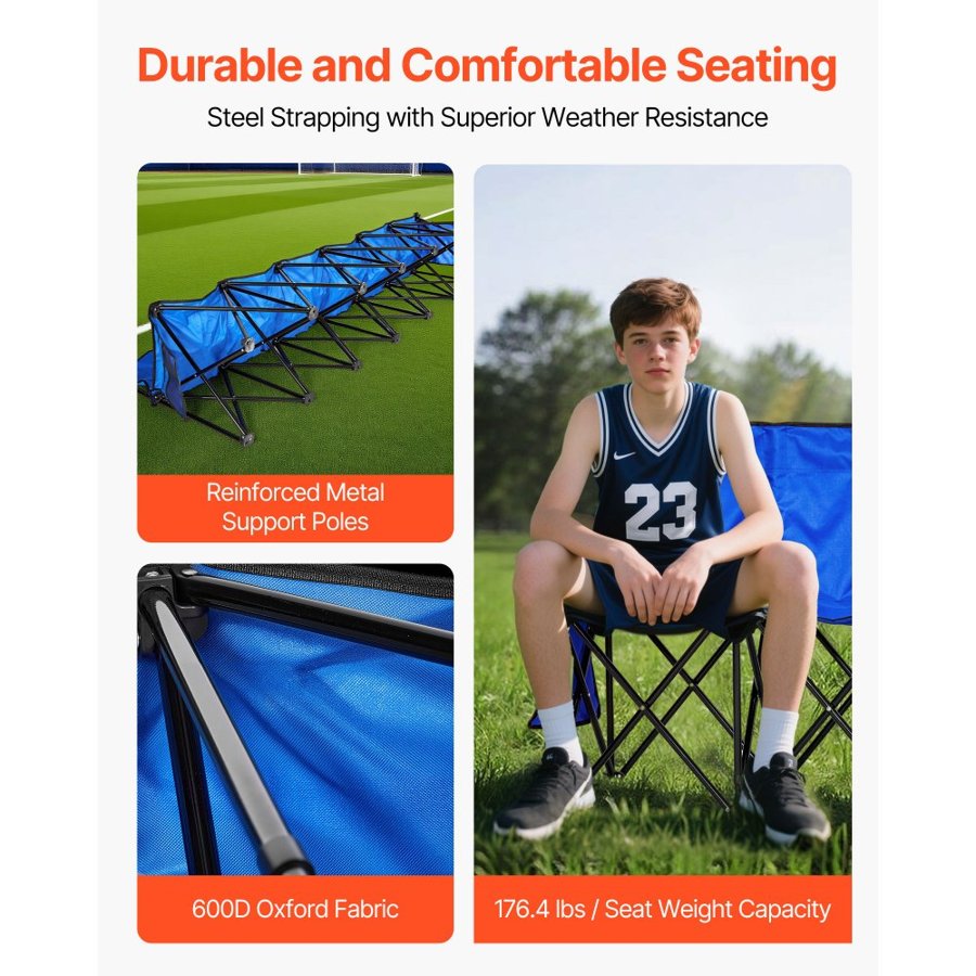 VEVOR Portable Folding Bench Seats – 6 Seat, 600D, Ø16 mm