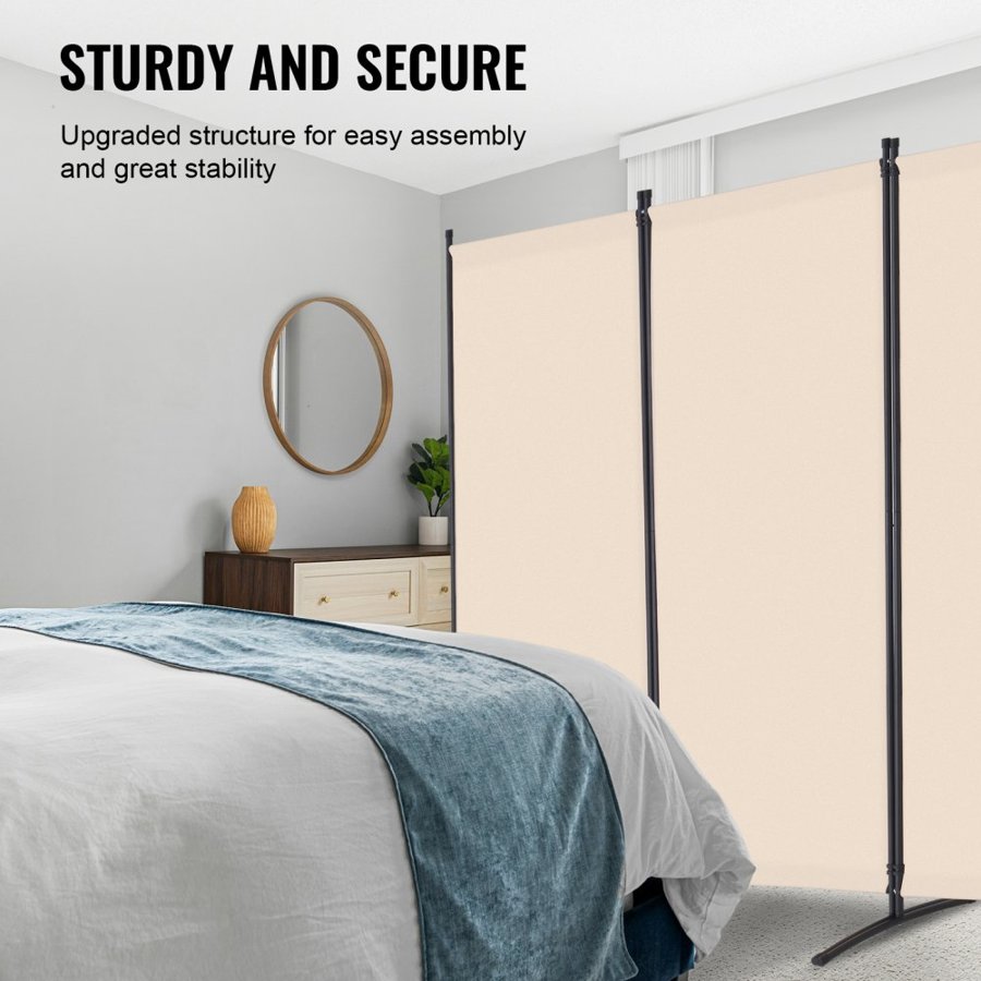 VEVOR Room Divider, 4 Panels Room Divider, Folding Privacy Screen and Portable Partition Divider for Room Separation, Freestanding Room Partitions for Office, Bedroom, Study, Beige