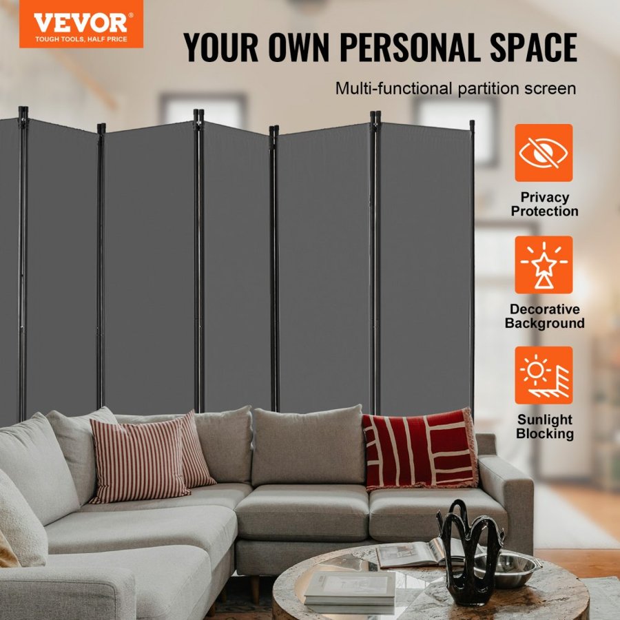 VEVOR 6 Panel Room Divider Screen – 122.4 x 71.1 x 17.7 inch