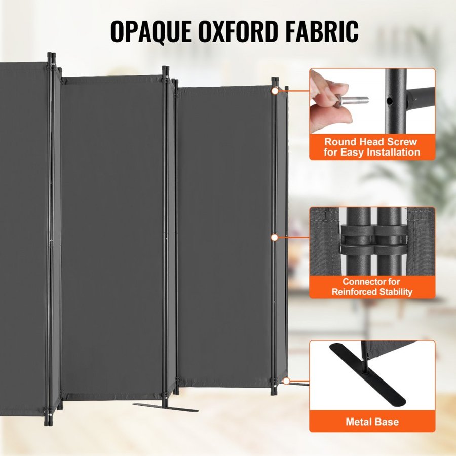VEVOR 6 Panel Room Divider Screen – 122.4 x 71.1 x 17.7 inch