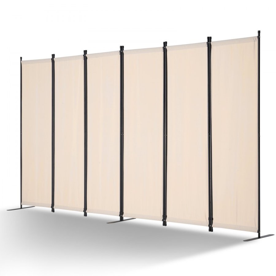 VEVOR Room Divider, 6 Panels Room Divider, Folding Privacy Screen and Portable Partition Divider for Room Separation, Freestanding Room Partitions for Office, Bedroom, Study, Beige
