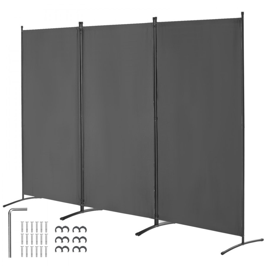 VEVOR Room Divider, 3 Panels Room Divider, Folding Privacy Screen and Portable Partition Divider for Room Separation, Freestanding Room Partitions for Office, Bedroom, Study, Grey