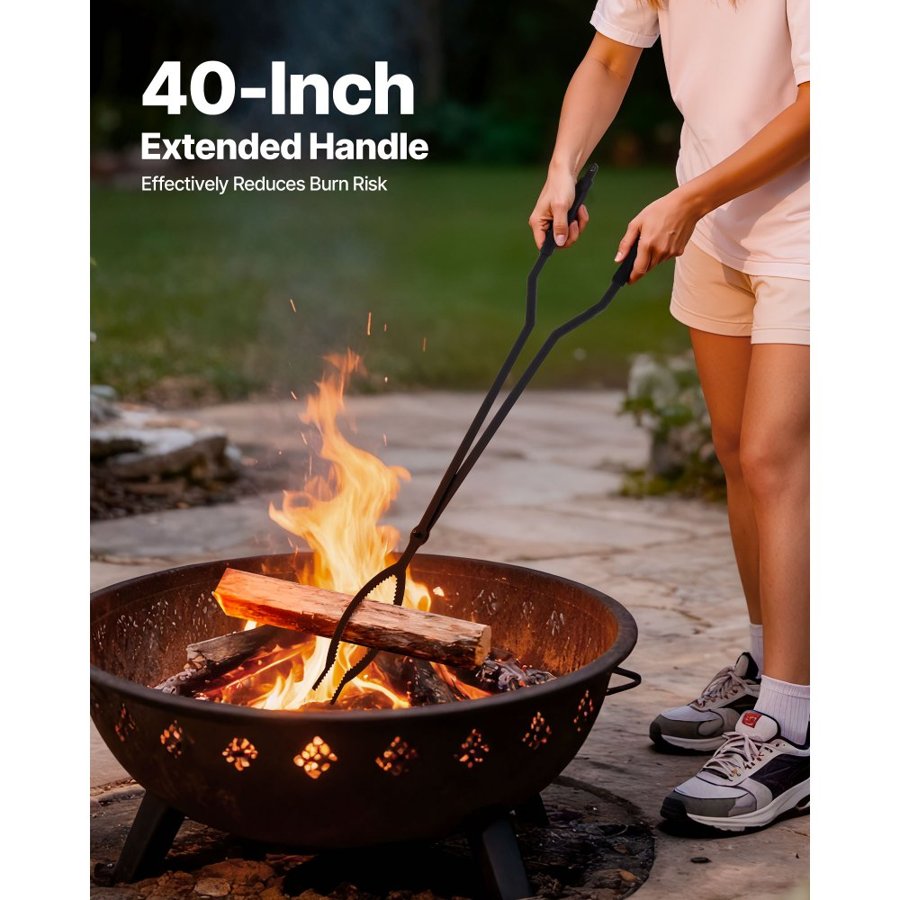 VEVOR Fire Pit Tool Set – 3-Piece Poker, Tongs & Stand