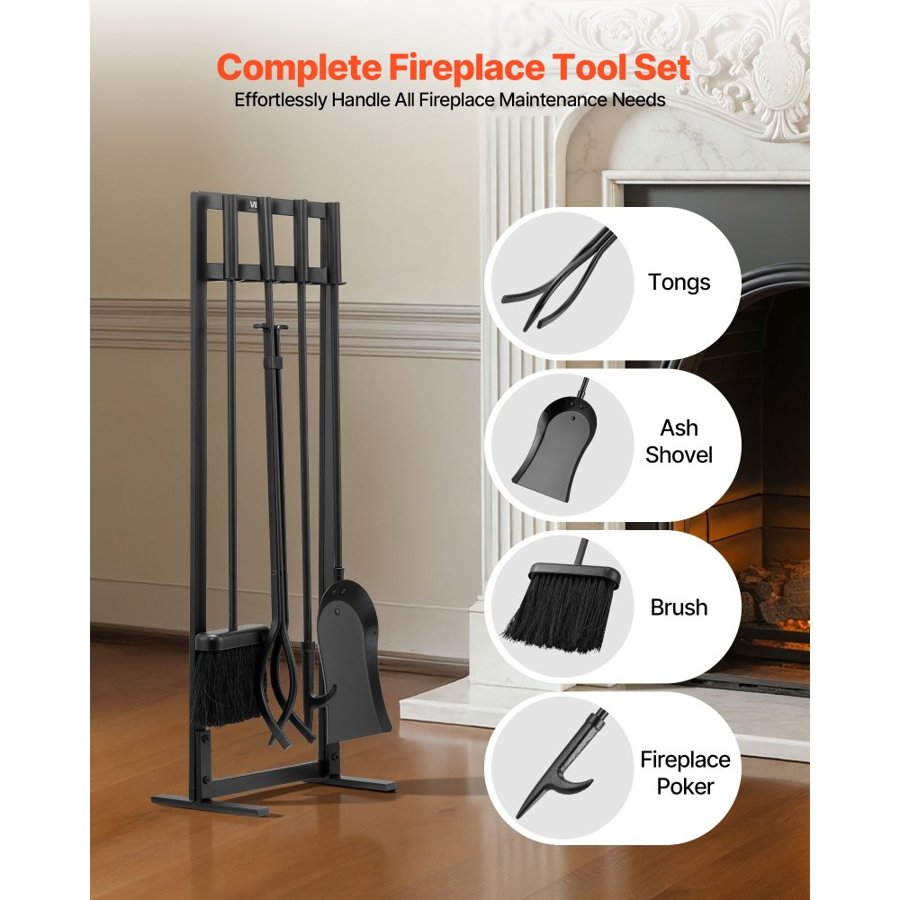 VEVOR 5 Piece Fireplace Tool Set – 29-Inch, 5-in-1