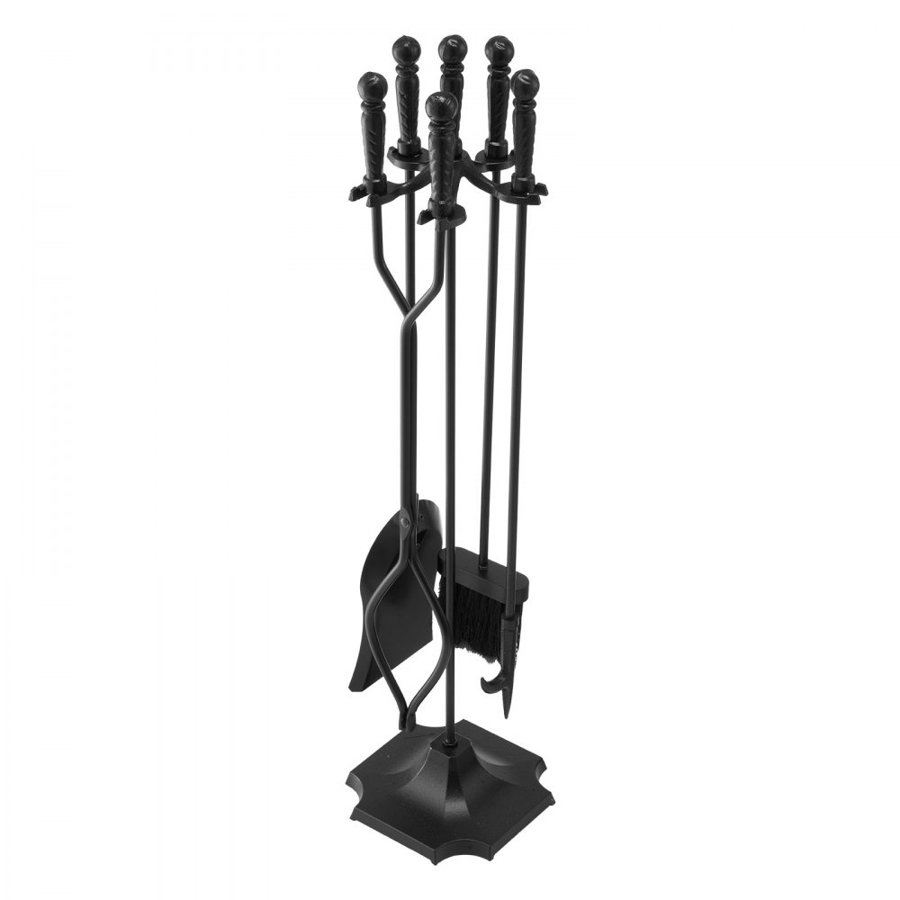 VEVOR Fireplace 5 Piece Tool Set – 32" Stand, Wrought Iron