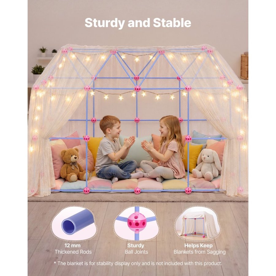 VEVOR Fort Building Kit for Kids, 180 PCS Creative STEM Construction Toys, for 4 5 6 7 8+ Year Old Boys Girls, Upgraded Balls, Ring & Ball Toss, Educational Activity, Indoor Outdoor Play, Storage Bag