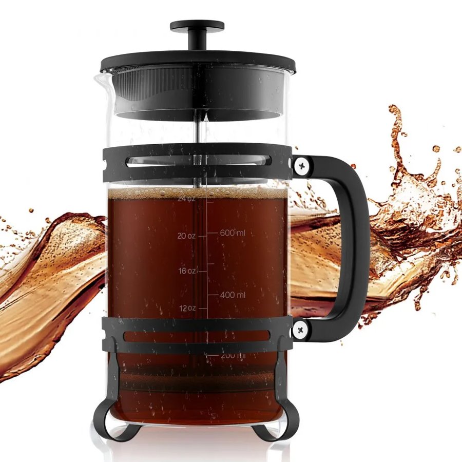 VEVOR Glass Coffee Press – 34 Ounce 1 Liter, 304 Steel
