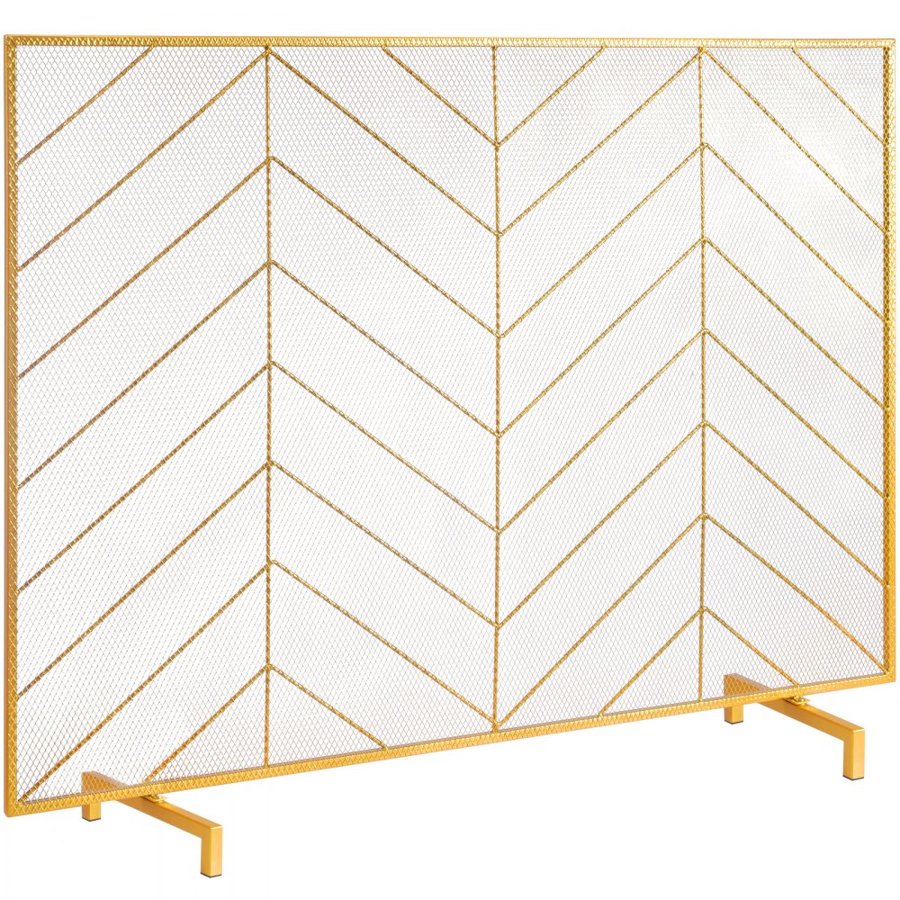 VEVOR Fireplace Screen Single Panel, Sturdy Iron Mesh Fireplace Screen, 980(L) x758(H)MM Spark Guard Cover, Simple Installation, Free Standing Fire Fence Grate for Living Room Home Decor Modern