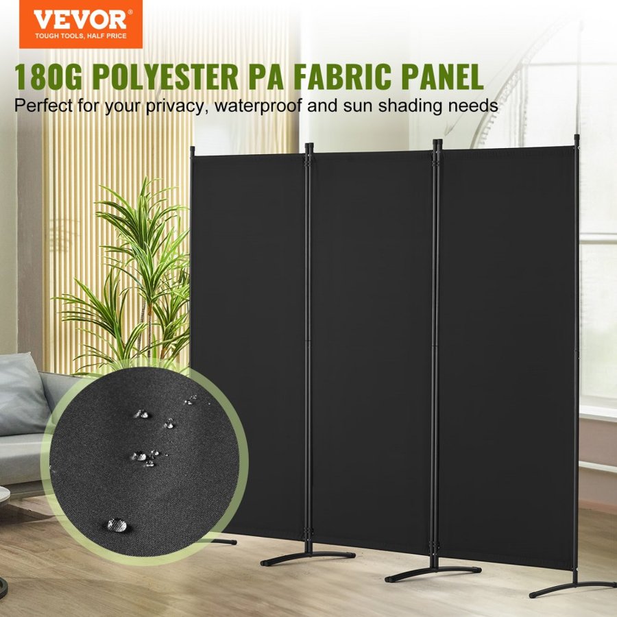 VEVOR 3 Panel Folding Room Divider – 89.8", 6 Clips, 15.2lbs