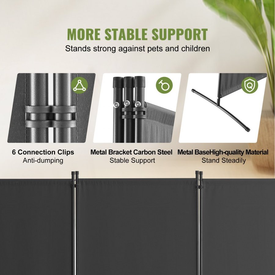 VEVOR Room Divider, 3 Panel Room Dividers and Folding Privacy Screens, Fabric Partition Room Dividers for Office, Bedroom, Dining Room, Study, Freestanding, Gray