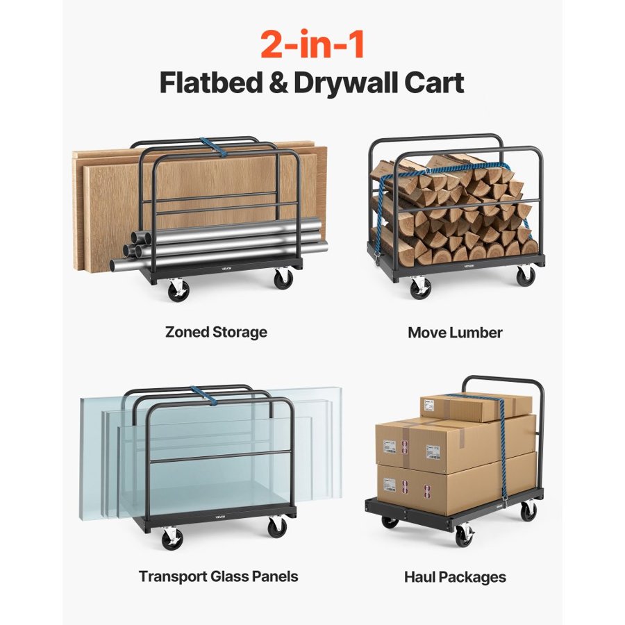 VEVOR Panel Truck Cart – 1800 LBS, 2 in 1, 36 x 24 Inch