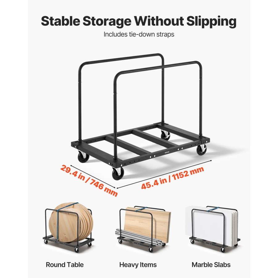 VEVOR Drywall Dolly – 1800 lbs Load, 45.4 x 29.4 x 39.1 Inch