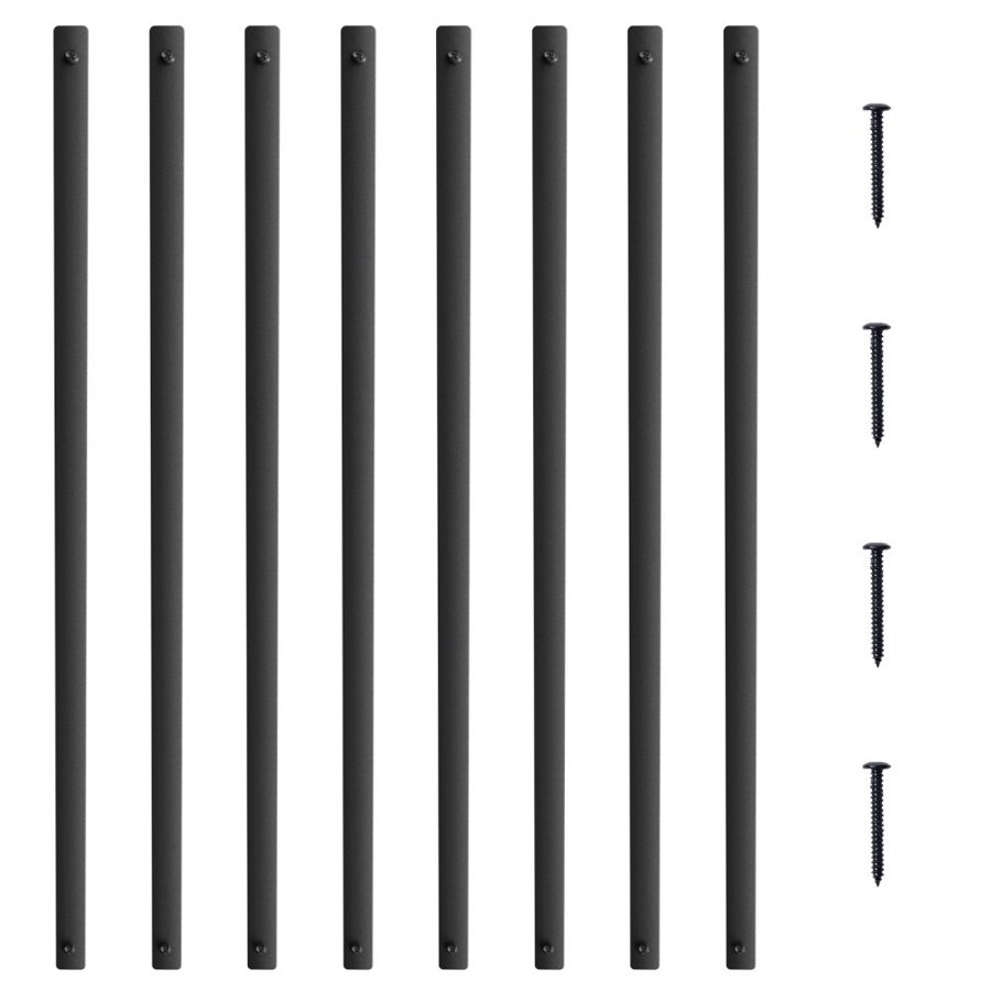 VEVOR Staircase Metal Balusters, 38'' x 1'' Flat Aluminum Alloy Decorative Banister Spindles, 72 Pack Deck Baluster with Screws, Classic Hollow Deck Railing Satin Black Powder Coated for Porch