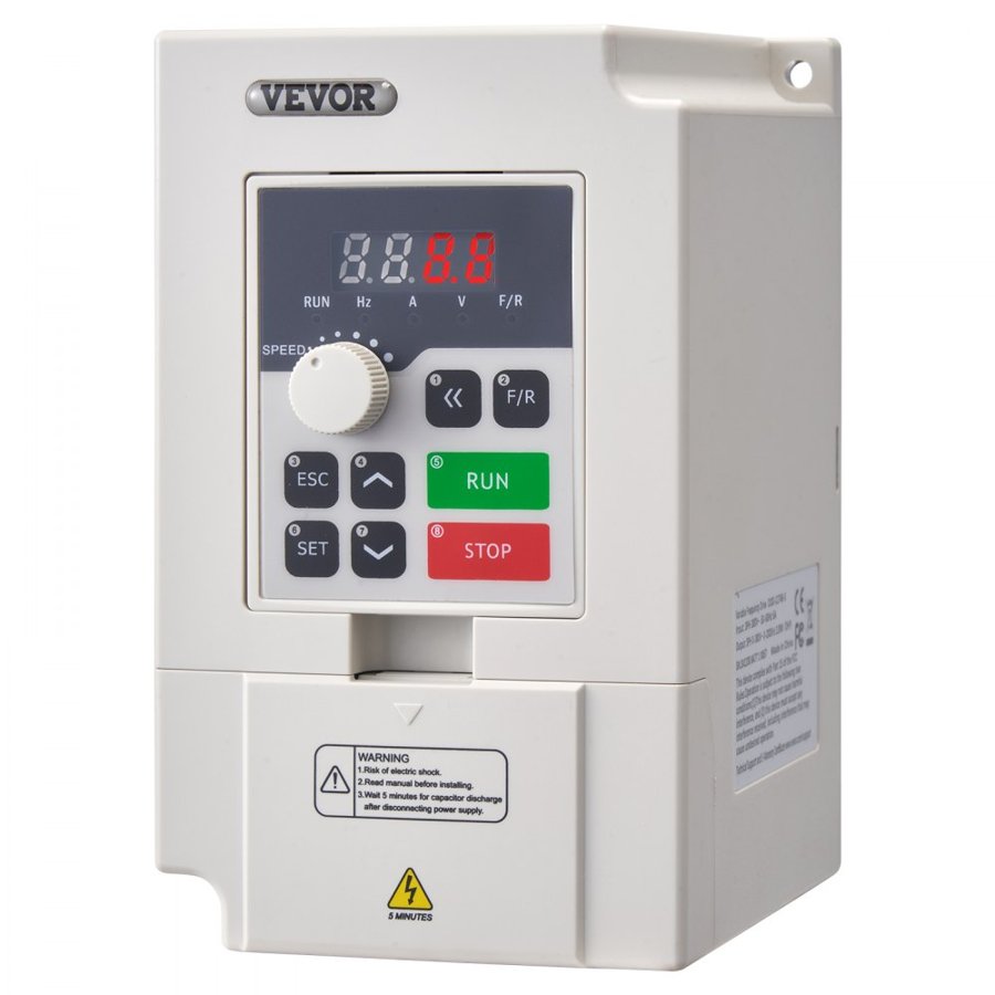 VEVOR VFD 3HP, 2.2KW, 5A, 3 Phase AC 380V Input to 3 Phase AC 0 - 380V Output Variable Frequency Drive, 50/60Hz Input, 0-2000Hz Output VFD for Spindle Motor Speed Control