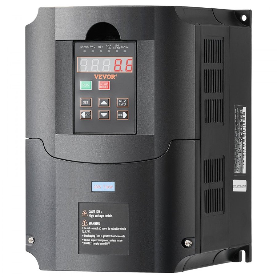 VEVOR VFD 10HP, 7.5KW, 35A, 1 or 3 Phase 220V Input to 3 Phase 220V Output Variable Frequency Drive, 40-60Hz Input, 0-400Hz Output VFD for Spindle Motor CNC Speed Control