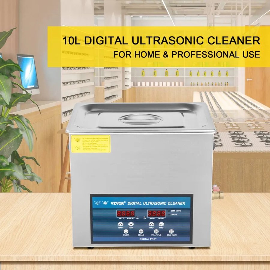 VEVOR 10L Ultrasonic Cleaner – 240W, Dual 28/40KHz, Heater