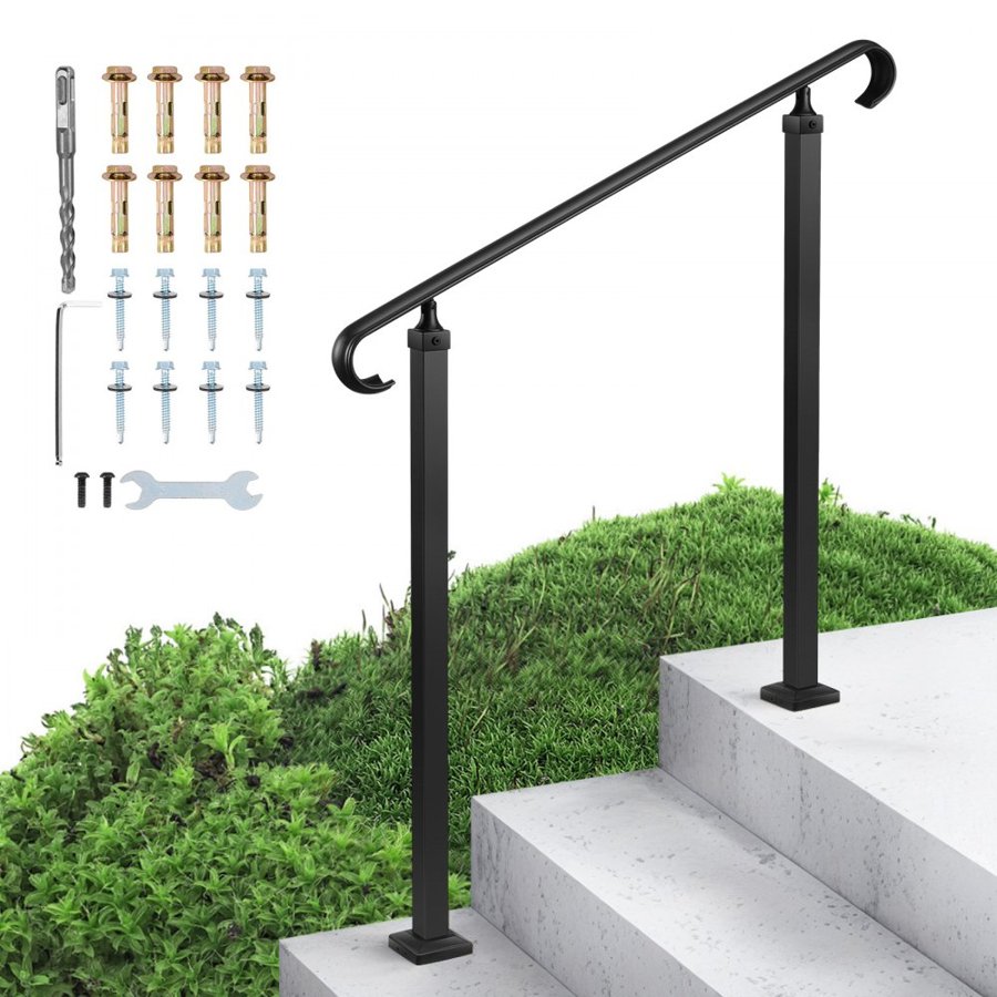 VEVOR 3 Step Outdoor Handrail – 2-3 Step Adjustable, 220 lbs