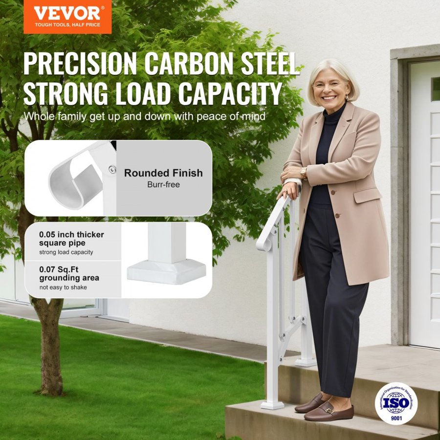 VEVOR Handrails for Outdoor Steps – 220 Lbs, 1-2 Step Kit