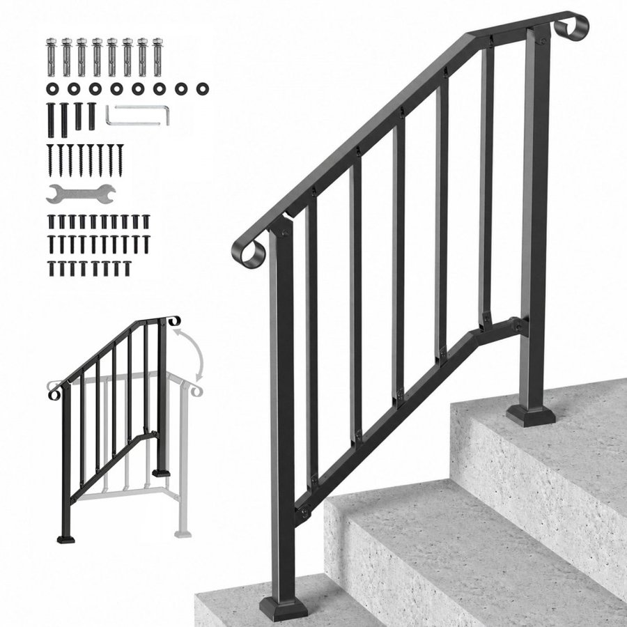 VEVOR Outdoor Step Handrails – 2-3 Step Black Retro Arch