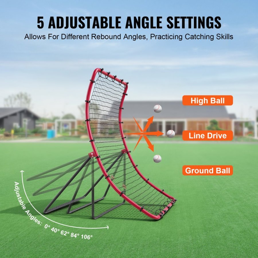 VEVOR Baseball And Softball Rebounder Net, 4 x 5.5 ft PitchBack Baseball Pitching Nest, Pitch Return Trainer Rebound Net with Pitching Target, All Angle Fielding Rebound Net for Grounders Pop Flies