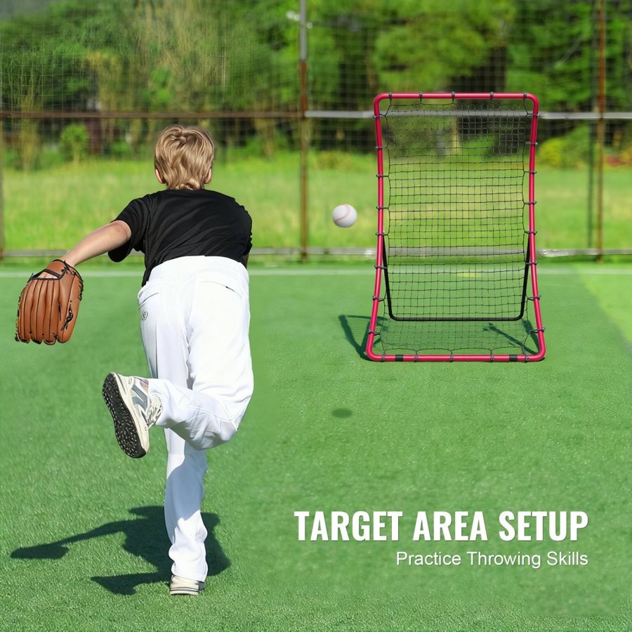 VEVOR Baseball And Softball Rebounder Net, 4 x 5.5 ft PitchBack Baseball Pitching Nest, Pitch Return Trainer Rebound Net with Pitching Target, All Angle Fielding Rebound Net for Grounders Pop Flies
