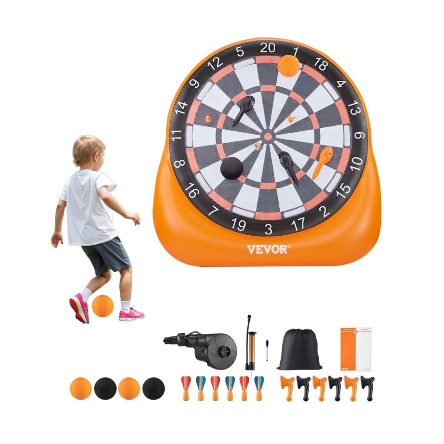 VEVOR Inflatable Soccer Dart Board, over 6 ft High Giant Soccer Dart Board with 4 Kick Balls 6 Darts 6 Axe & Air Pump, 3-Min Setup, Ideal for Giant Yard Games, Giant Kick Darts Game, Soccer Dart Game